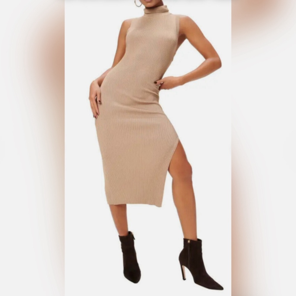 Good American Plaited Rib Midi Dress